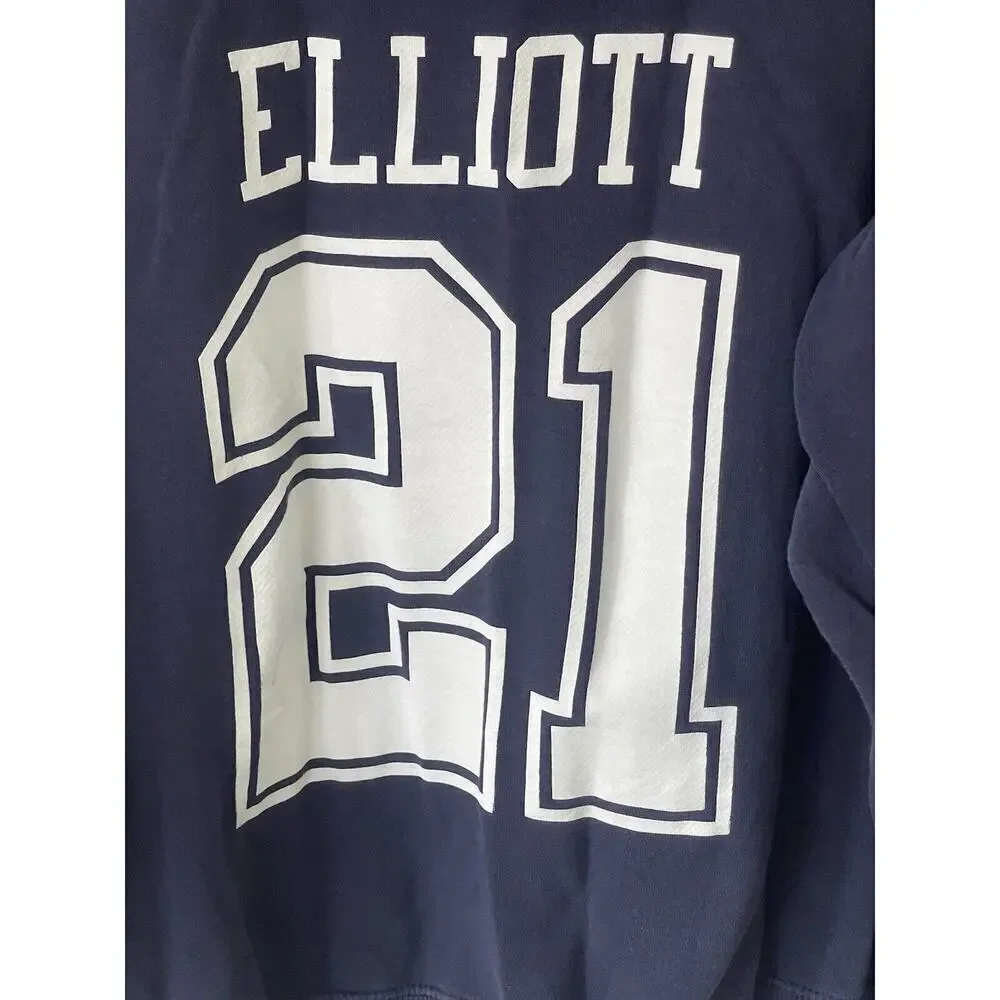 Dallas Cowboys Authentic Elliot Hoodie Sweatshirt 21 Blue Long-Sleeve Pull-Over